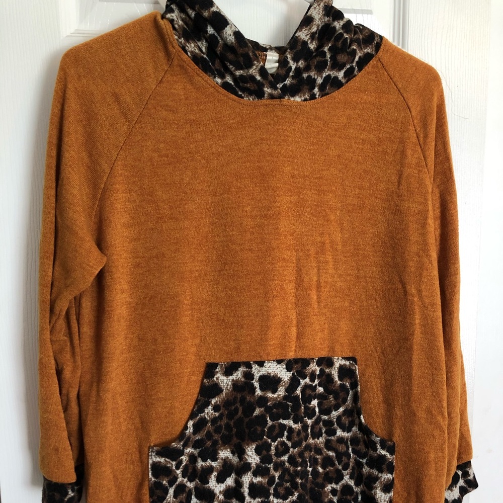 Boutique Pumpkin Spice Orange/Leopard hoodie